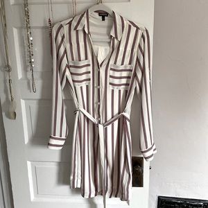 Express long sleeve button up dress